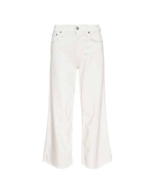 Rag & Bone White High-Rise Wide-Leg Jeans