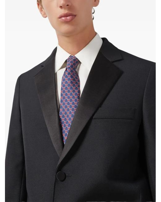 Gucci Purple Geometric-Pattern Silk Tie for men