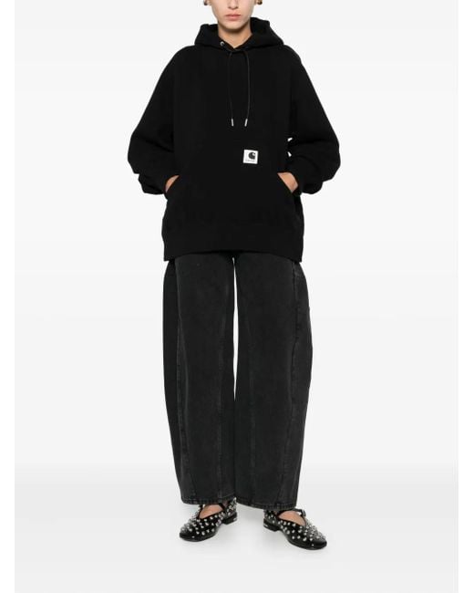 Sacai Black Logo-Patch Hoodie