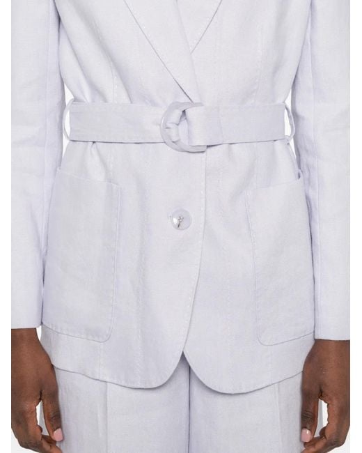 Zimmermann White Belted Single-Breasted Blazer
