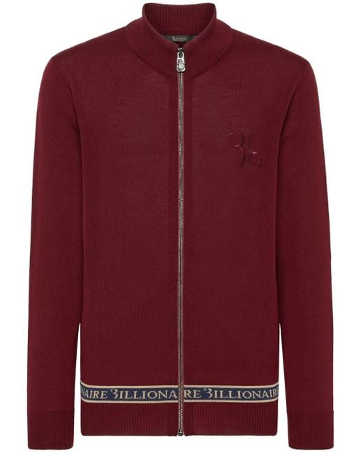 Billionaire Logo-Embroidered Zip-Up Jumper for men
