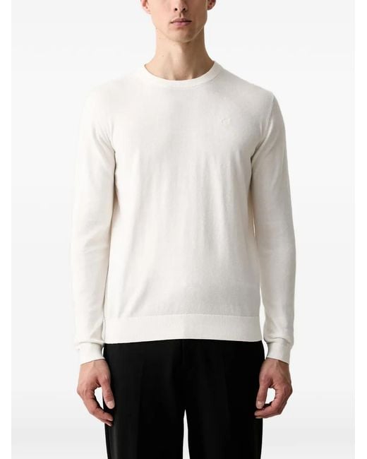 Karl Lagerfeld White Logo-Patch Crew-Neck Sweater for men