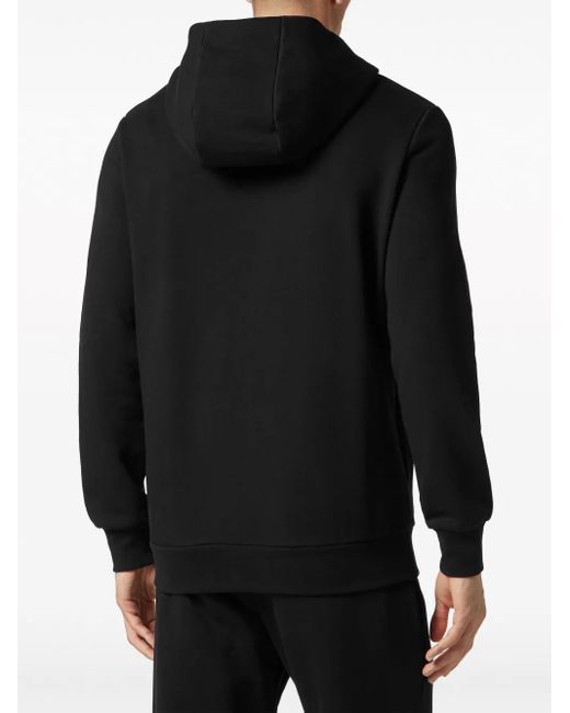 Philipp Plein Black Logo-Print Zipped Hoodie for men