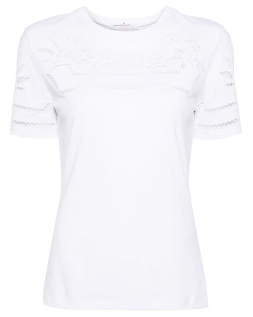 Camiseta con bordado inglés Ermanno Scervino de color White