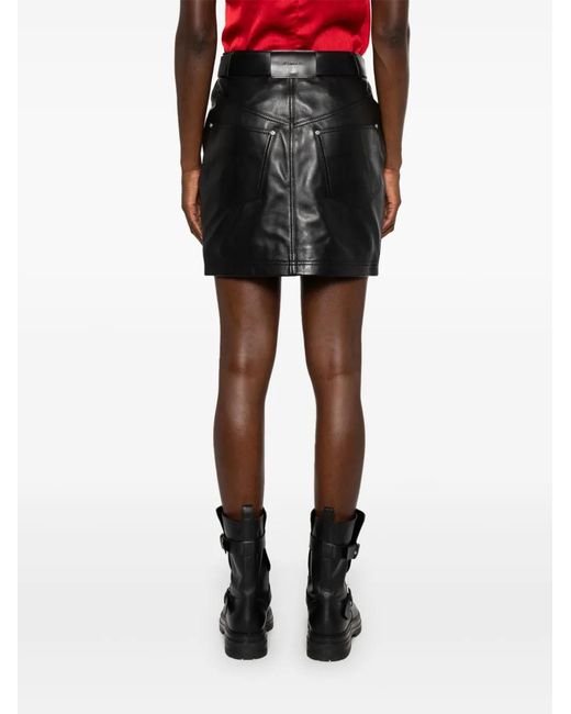 Pinko Black Grenada Leather Mini Skirt