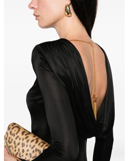 Elisabetta Franchi Black Langärmeliges Maxikleid