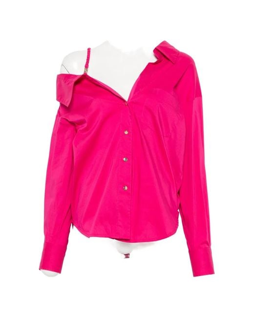 Blugirl Blumarine Pink Off-Shoulder Shirt