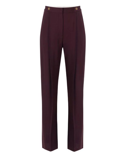 Elisabetta Franchi Purple High-Waisted Tailored Trousers