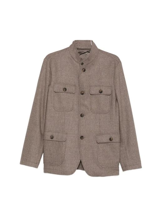 Gran Sasso Brown Four-Pocket High-Neck Jacket for men