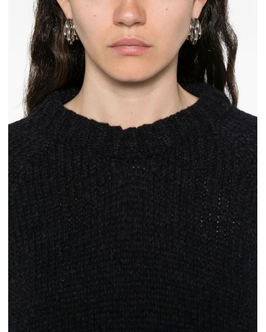 Susanne Bommer Black Crew-Neck Wool Sweater