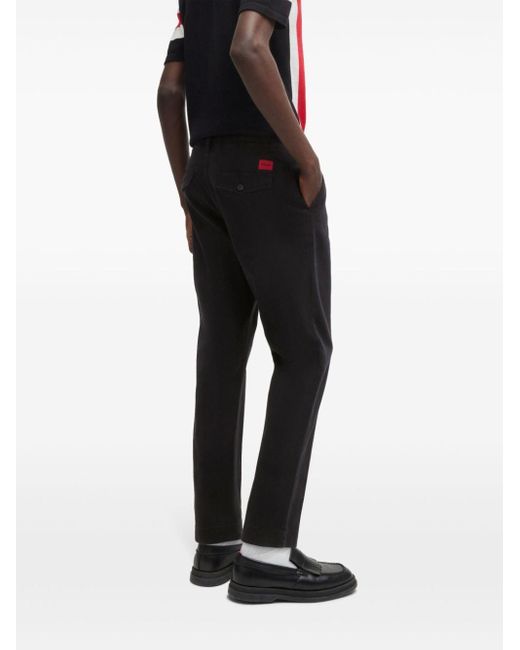 HUGO Black Straight-leg Cotton Trousers for men