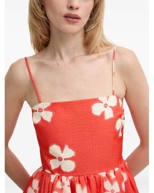 Stine Goya Red Yanina Floral-Print Midi Dress