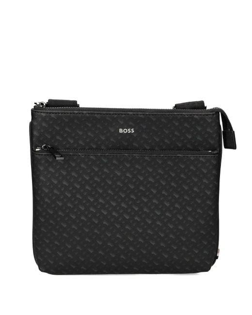 Borsa Messenger Con Monogramma di Boss in Black da Uomo