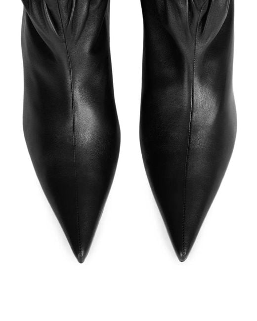 Balmain Black Sphynx Smooth Leather Ankle Boots