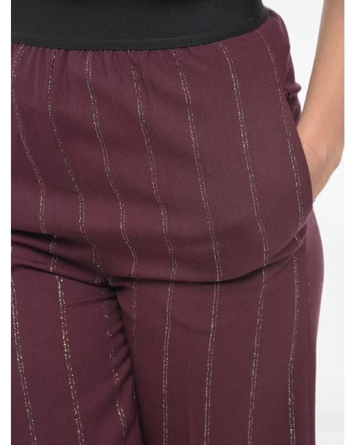 Stella McCartney Purple Pinstripe-Pattern High-Rise Trousers