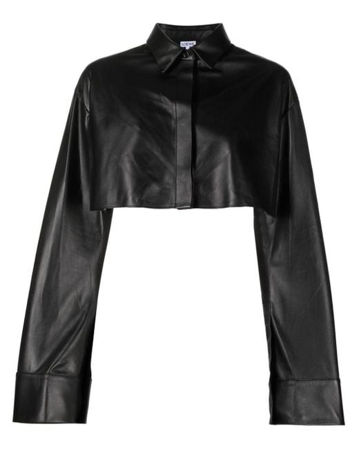 Loewe Black Cropped Leather Shirt