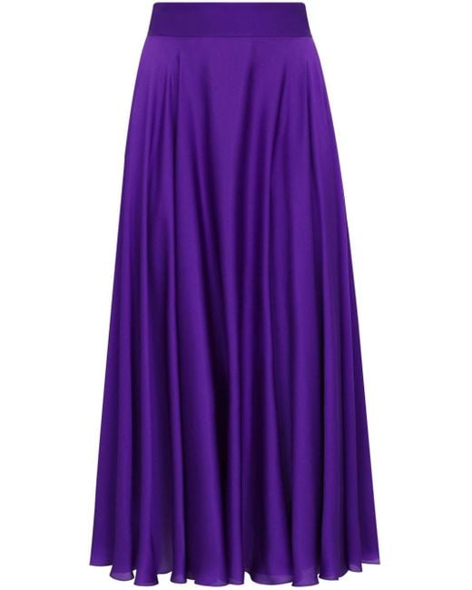 Dolce & Gabbana Purple Pleated Silk Full Skirt
