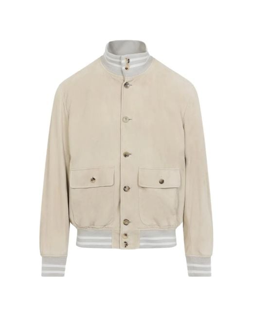 Ralph Lauren White Suede Bomber Jacket for men