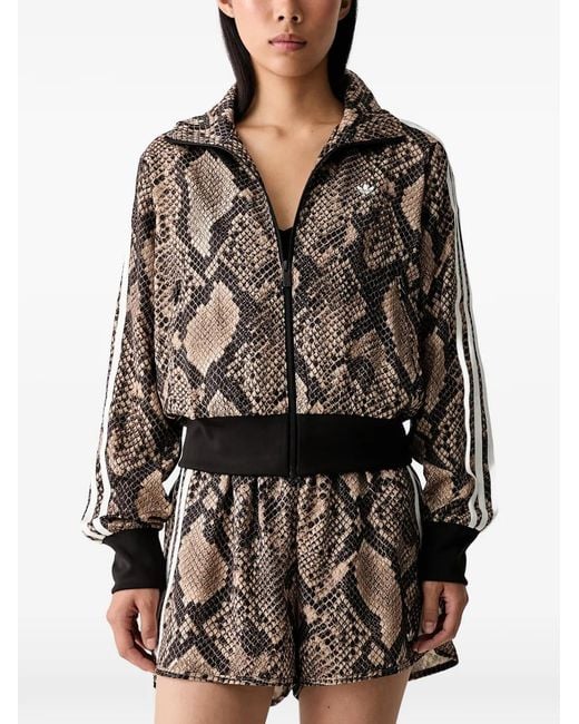 Adidas Black Satin Snake-Print Firebird Track Jacket