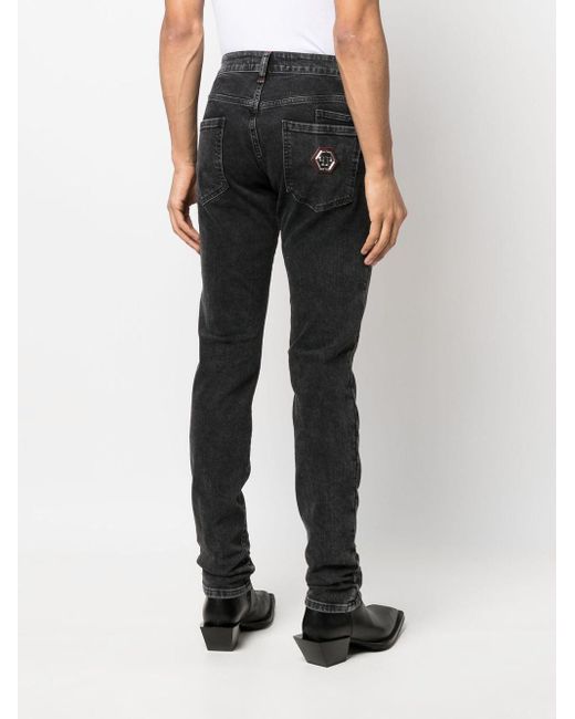 Philipp Plein Black Iconic Plein Straight-leg Jeans for men