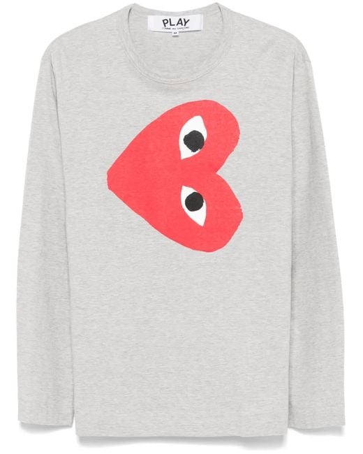 COMME DES GARÇONS PLAY Gray Side Heart-Print T-Shirt