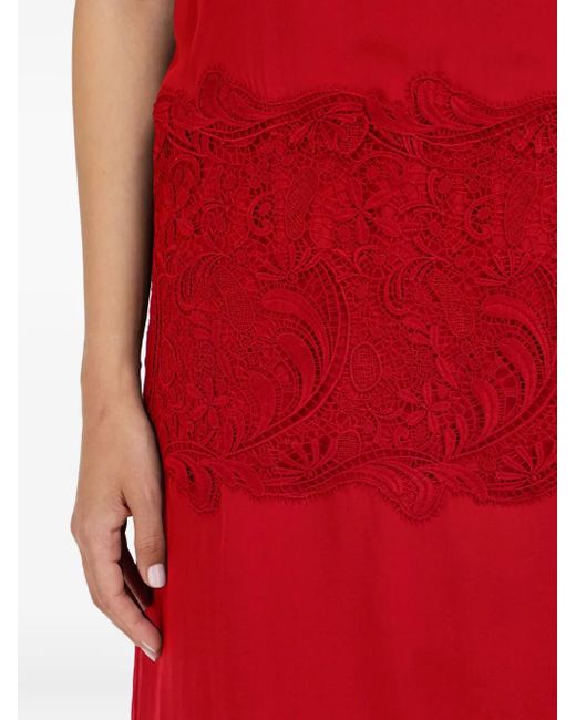Ferragamo Red Midikleid Mit Drapiertem Ausschnitt