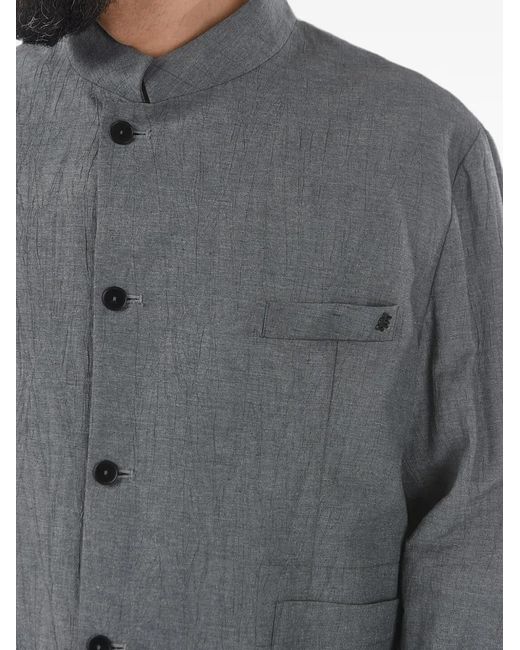 Ixos Gray Negramaro Single-Breasted Korean-Collar Jacket for men