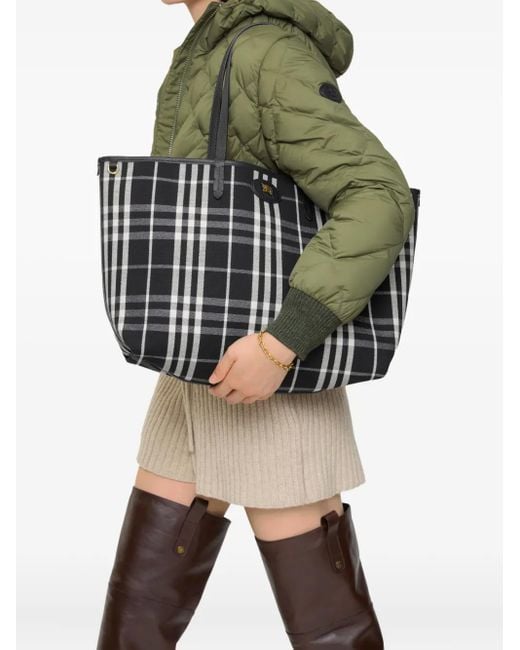 Burberry Black Medium Bloomsbury Reversible Check Tote Bag