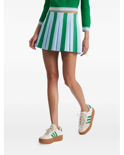 Alice + Olivia Green Emilie Striped Pleated Mini Skirt