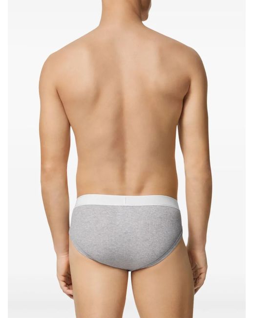 Versace White Cotton Ribbed Briefs for men