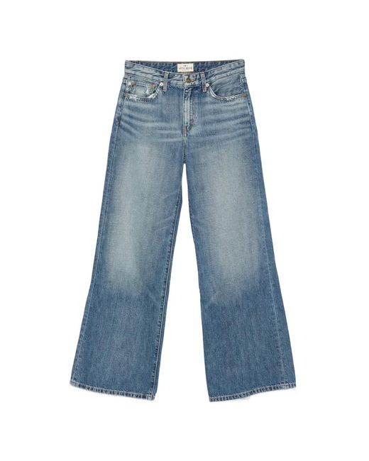 Antik Denim Blue Faded Wide-Leg Jeans