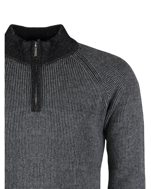 Moorer Black Rib-Knit Sweater for men
