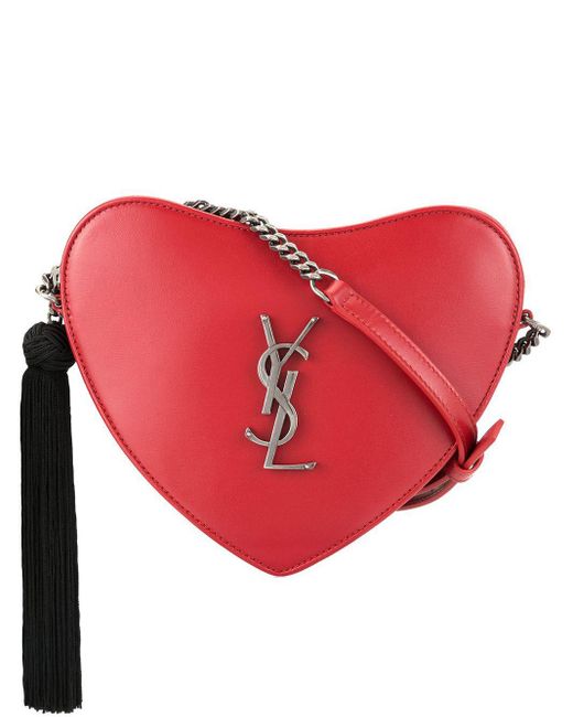 Bolso con diseño de corazón y logo YSL Saint Laurent de color Red