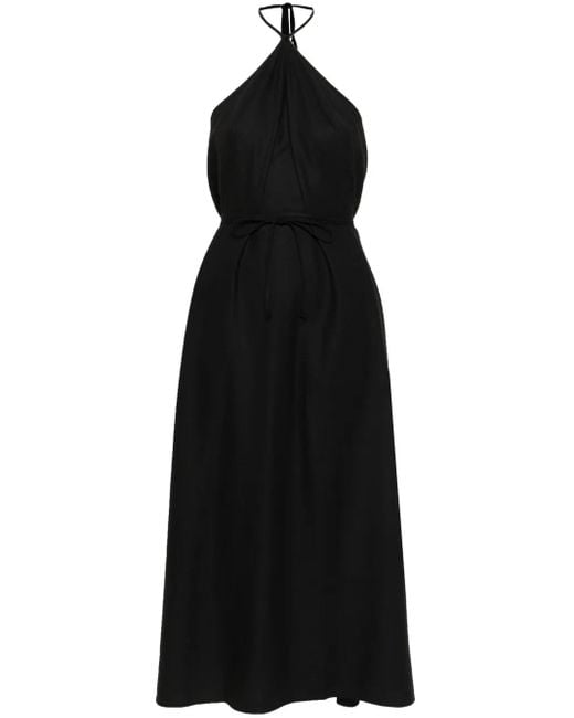 Baserange Black Ligo Silk Midi Dress