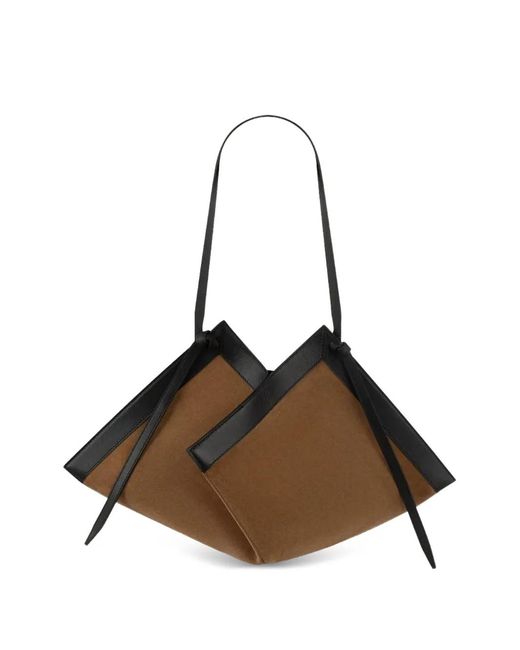 Yuzefi Brown Large Wonton Leather Tote Bag