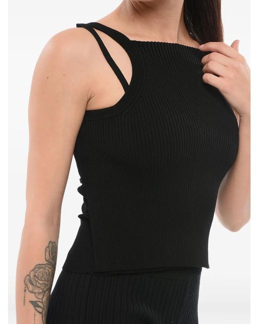 Giorgio Armani Black Layered Ribbed Top