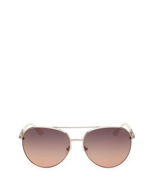 GUESS EYEWEAR Pink Chain-Link Pilot Sunglasses
