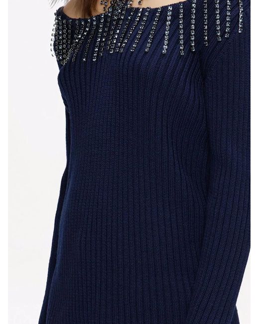 Christopher Kane Blue Crystal-Embellished Jumper