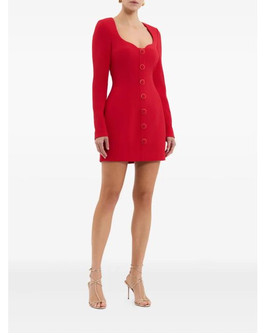 Rebecca Vallance Red Cameron Button-Front Mini Dress