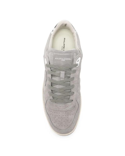 Philippe Model White Logo-Patch Panelled Sneakers for men