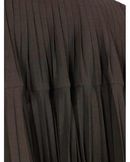 Sacai Black Double-Breasted Pleated Jacket