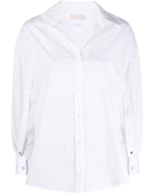 Camisa con cierre con botones Liu Jo de Algodón de color Blanco | Lyst