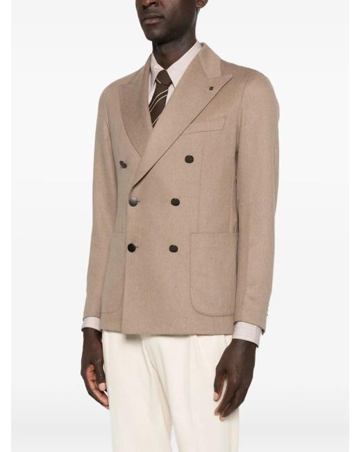 Tagliatore Natural Double-Breasted Patch-Pocket Jacket for men