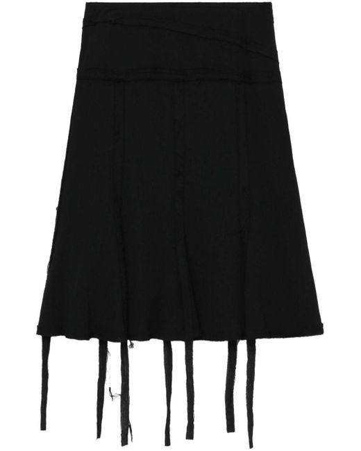 Low Classic Black Raw-cut Fringed Skirt