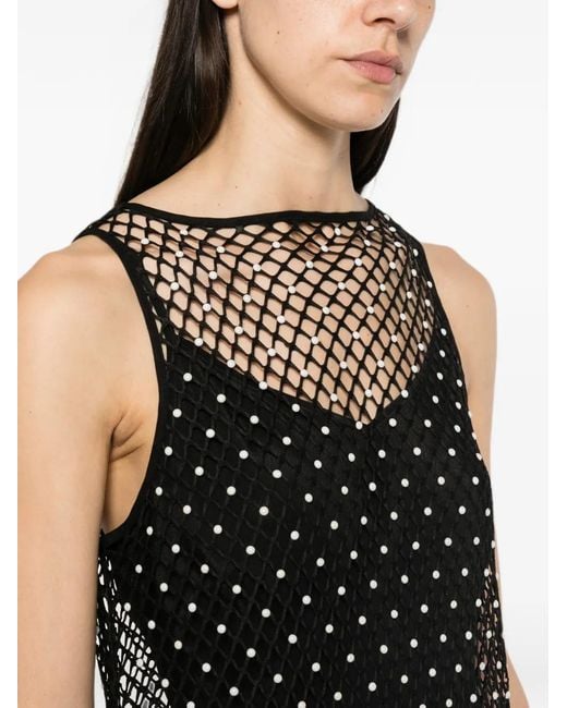 Paris Georgia Black Pearl-Embellished Asymmetric Midi Dress