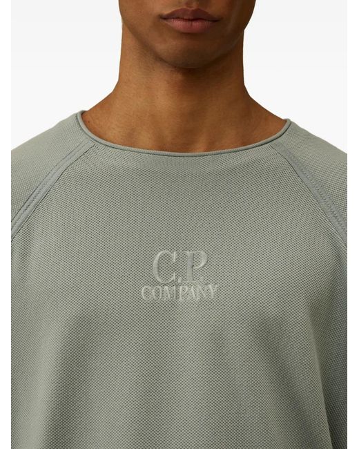 C P Company Green Logo-Embroidered Sweatshirt for men