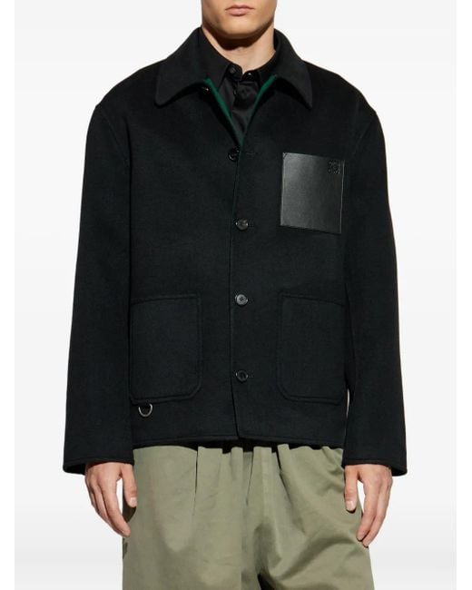 Loewe Black Anagram-Debossed Wool Jacket for men