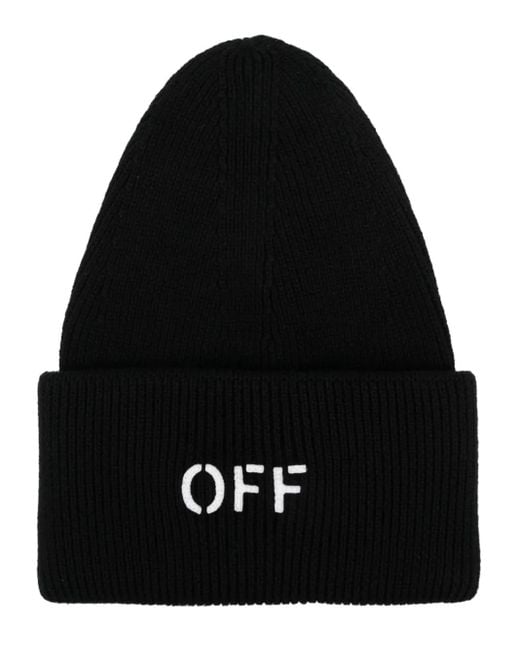Off-White c/o Virgil Abloh Black Logo-Embroidered Beanie for men