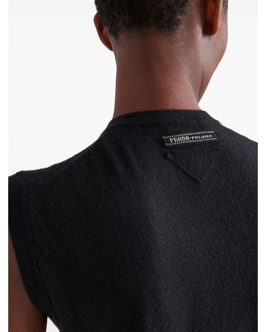Prada Black Zip-up Cashmere Vest