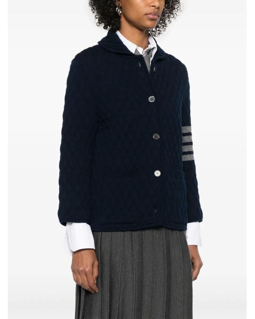 Thom Browne Blue 4 Bar Stripes Quilted Jacket